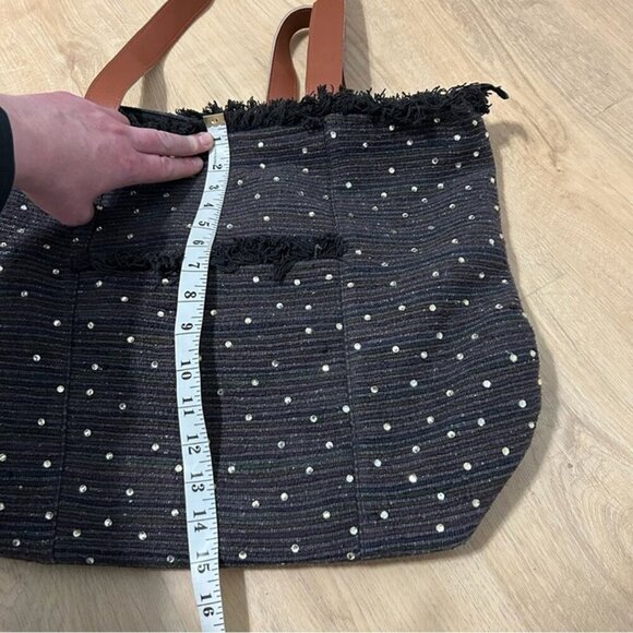 Fleurs By Elegant Additions Silk Black Embellished Tote Bag Purse - Picture 8 of 8